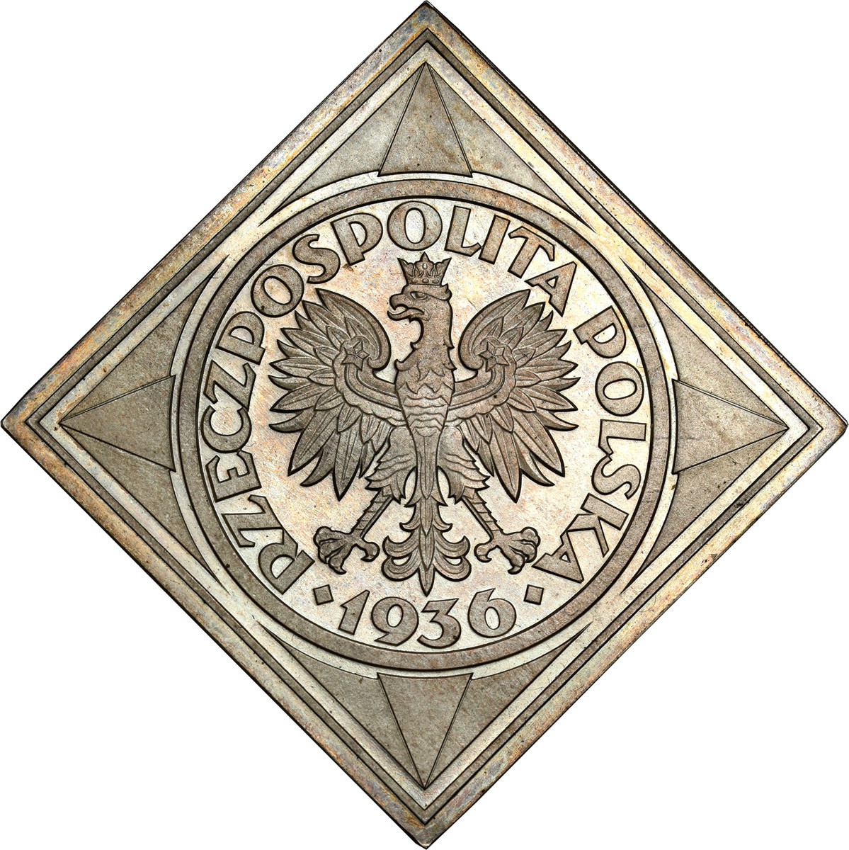 KLIPA PRÓBA srebro 5 złotych 1936 żaglowiec – WYŚMIENITA - LUSTRZANY